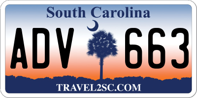 SC license plate ADV663