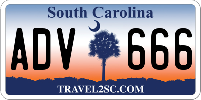 SC license plate ADV666
