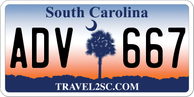 SC license plate ADV667
