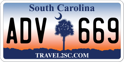 SC license plate ADV669