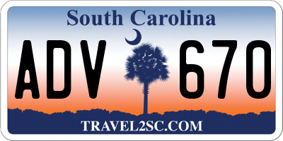 SC license plate ADV670