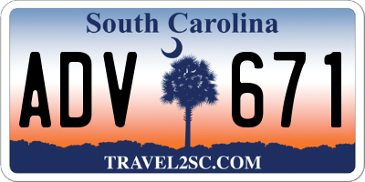 SC license plate ADV671