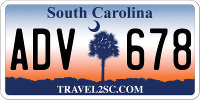 SC license plate ADV678