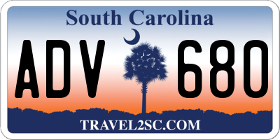 SC license plate ADV680