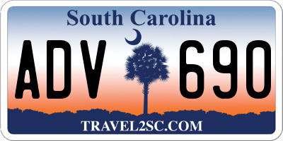 SC license plate ADV690