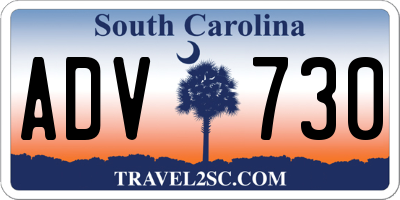 SC license plate ADV730