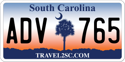 SC license plate ADV765