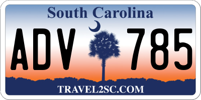 SC license plate ADV785
