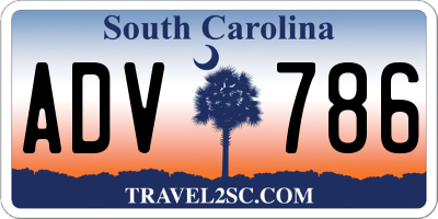 SC license plate ADV786