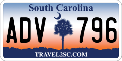 SC license plate ADV796