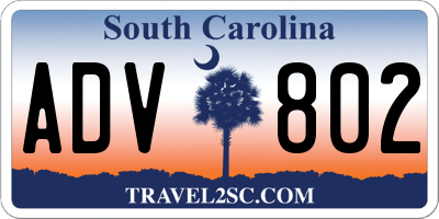 SC license plate ADV802
