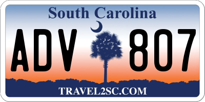 SC license plate ADV807