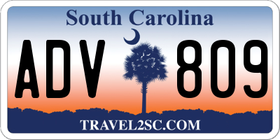 SC license plate ADV809