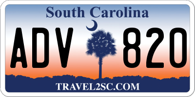 SC license plate ADV820