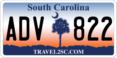 SC license plate ADV822