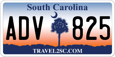 SC license plate ADV825