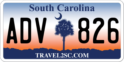 SC license plate ADV826