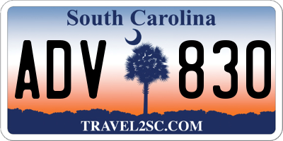 SC license plate ADV830