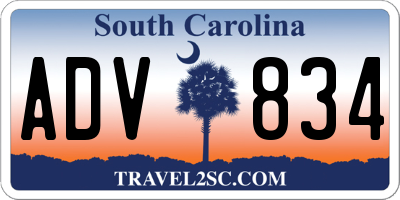 SC license plate ADV834