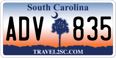 SC license plate ADV835
