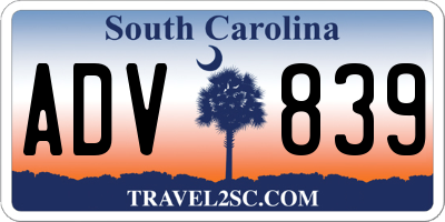 SC license plate ADV839
