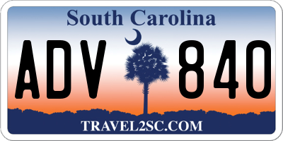 SC license plate ADV840