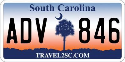 SC license plate ADV846