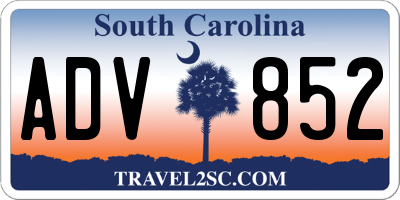 SC license plate ADV852