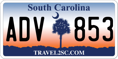 SC license plate ADV853