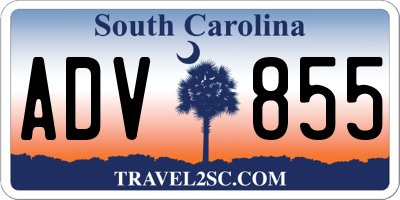 SC license plate ADV855