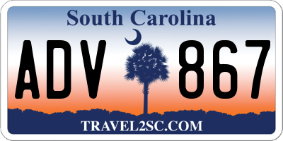 SC license plate ADV867