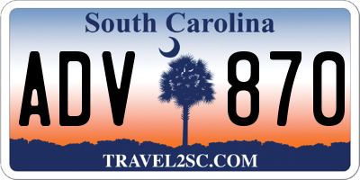 SC license plate ADV870
