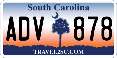 SC license plate ADV878