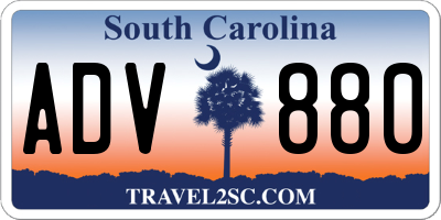 SC license plate ADV880