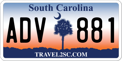 SC license plate ADV881
