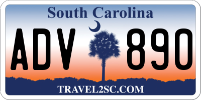 SC license plate ADV890
