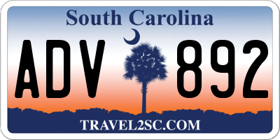 SC license plate ADV892