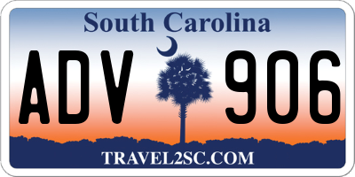 SC license plate ADV906