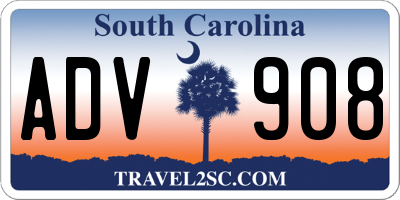 SC license plate ADV908