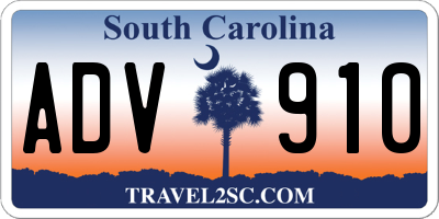 SC license plate ADV910