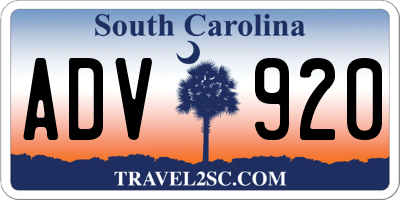 SC license plate ADV920