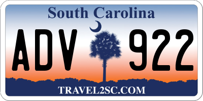 SC license plate ADV922