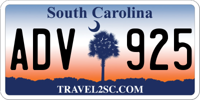 SC license plate ADV925
