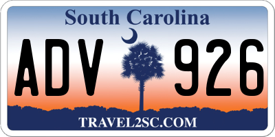SC license plate ADV926
