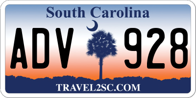 SC license plate ADV928