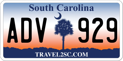 SC license plate ADV929
