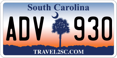 SC license plate ADV930