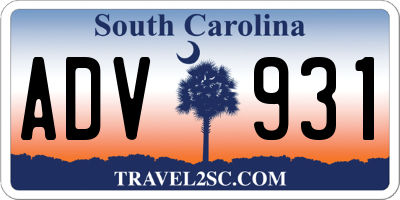 SC license plate ADV931