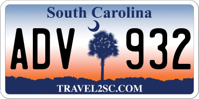 SC license plate ADV932