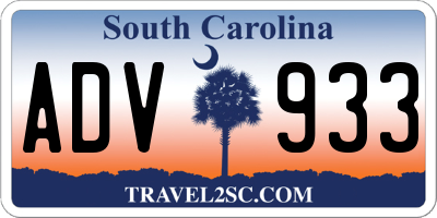 SC license plate ADV933